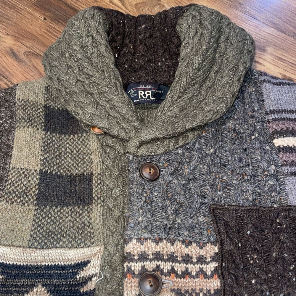 Ralph Lauren Double RL Multicolor Patchwork Cardigan - Picture 2 of 15